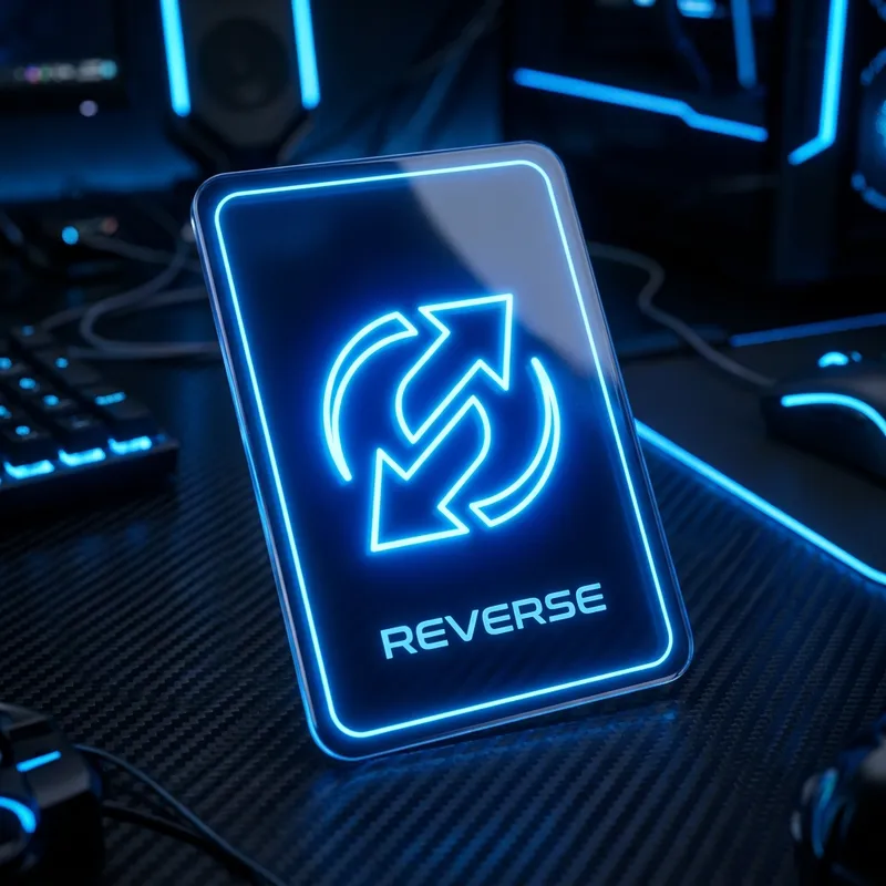 Sleek modern Blue Uno Reverse Card Game Graphic