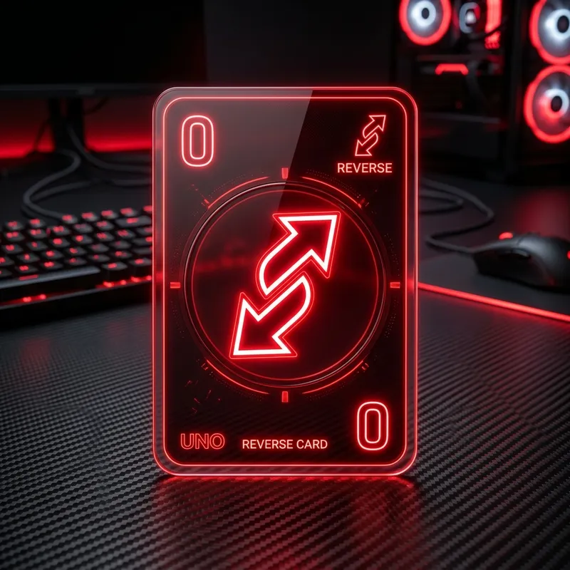 Sleek modern Red Uno Reverse Card Game Graphic